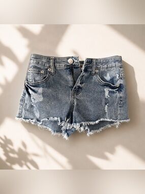 Vintage Havana Light Blue Distressed Denim Shorts Size 10